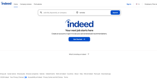 Website screenshot of Indeed (September, 2026)