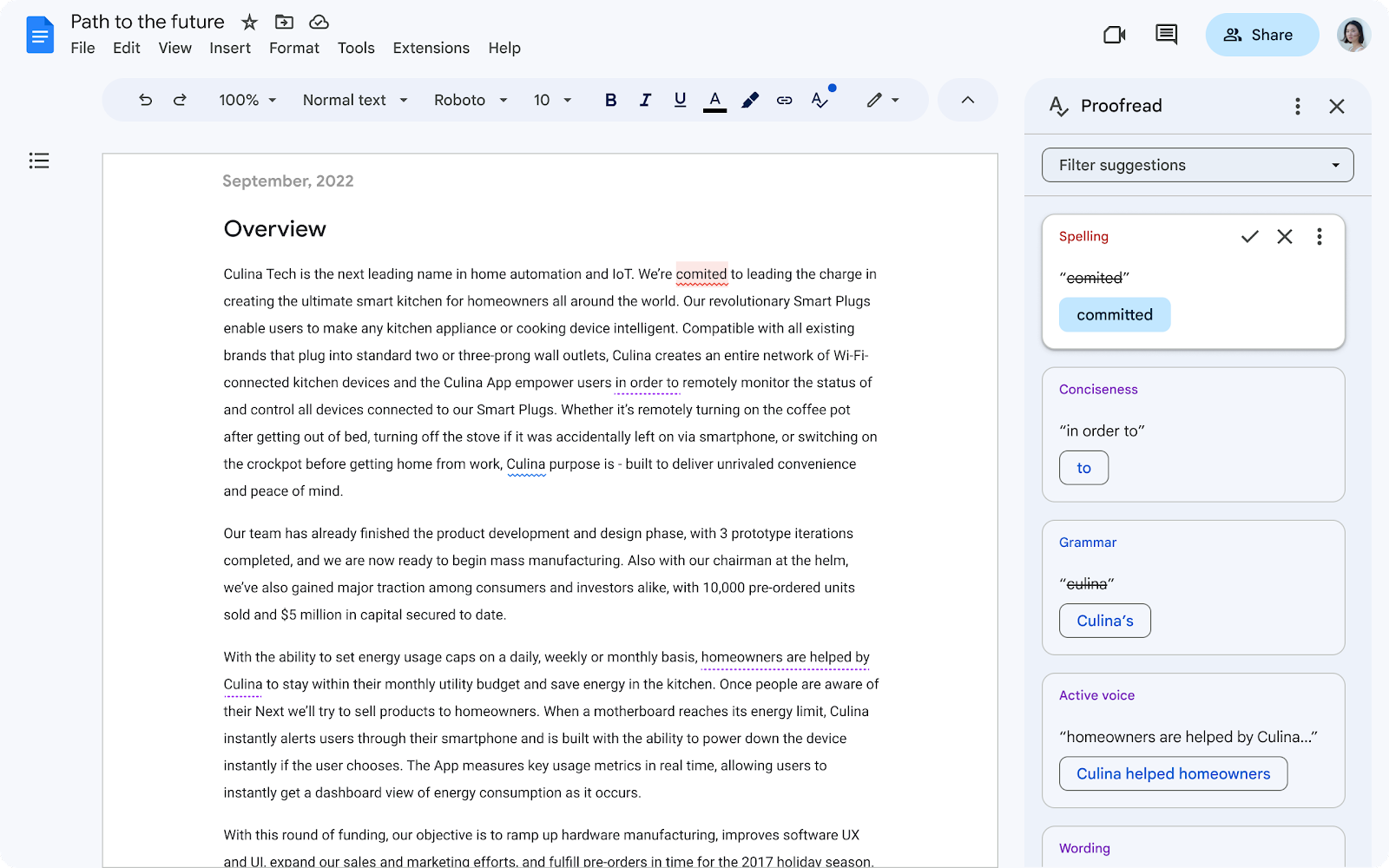 Google Docs Proofread