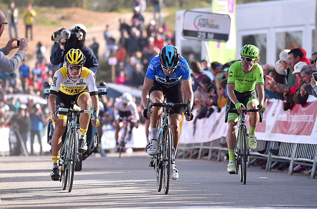 Geraint Thomas crossed the line in fifth to secure overall victory