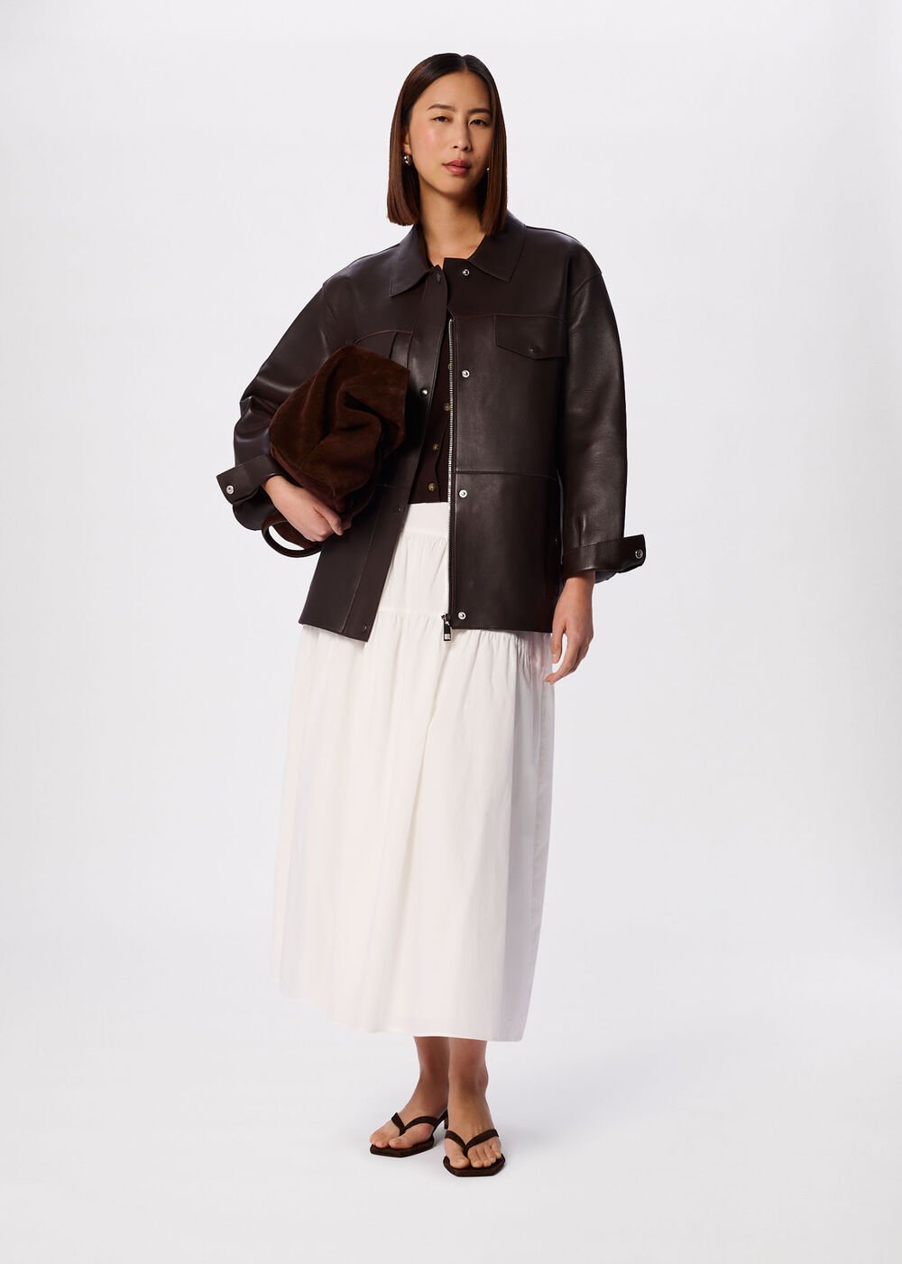 Brown Clean Bonded Leather Jacket