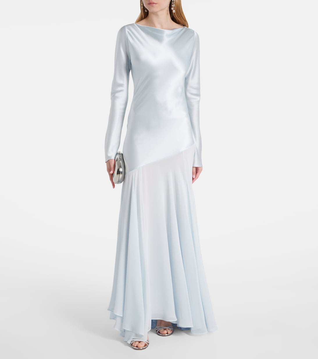 Cordelia Silk Satin and Chiffon Gown