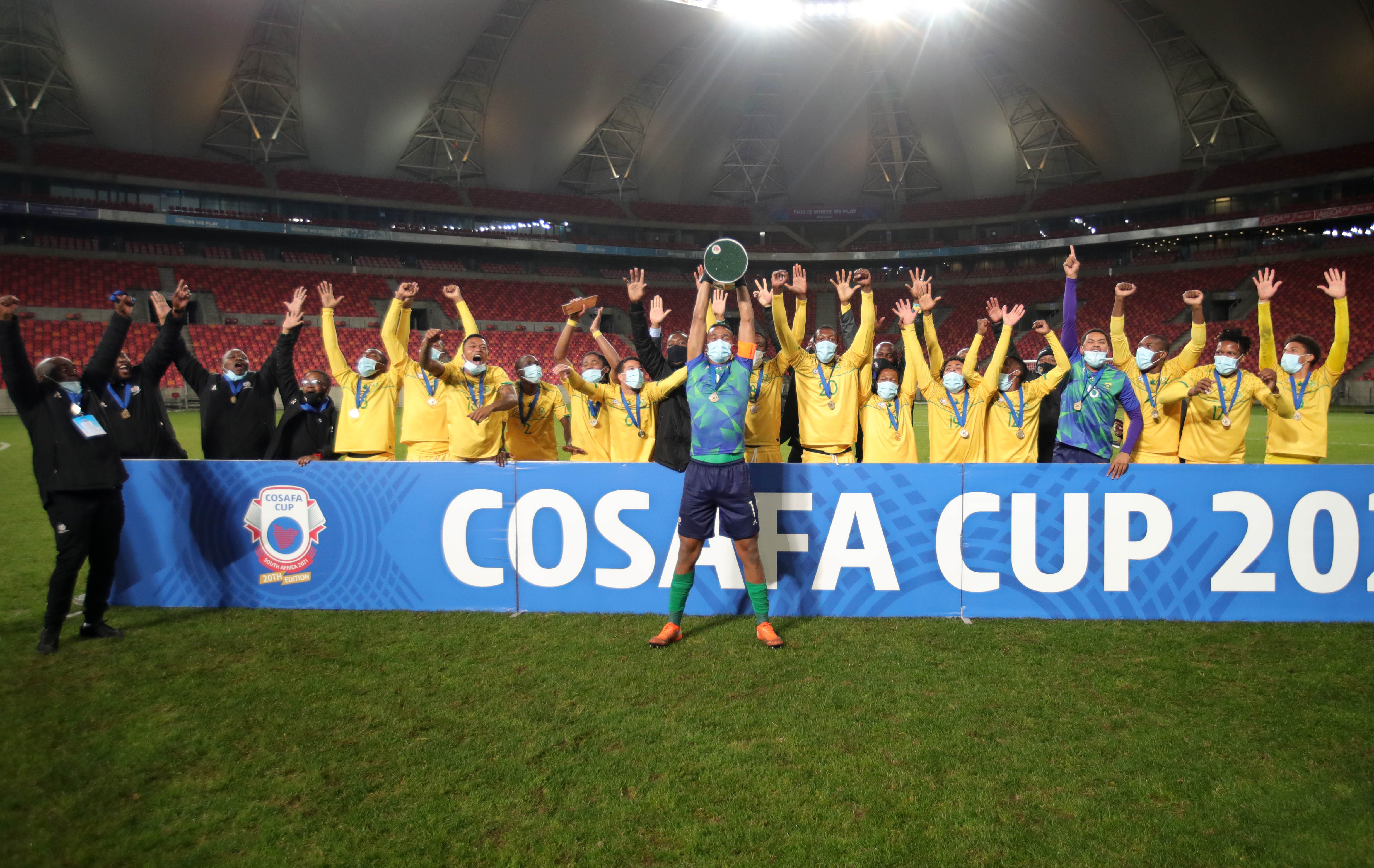 Bafana Bafana lifting the Cosafa Cup trophy