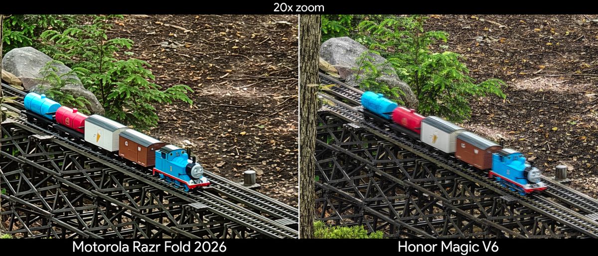 Comparing telephoto camera quality between the Motorola Razr Fold 2026 and Honor Magic V6