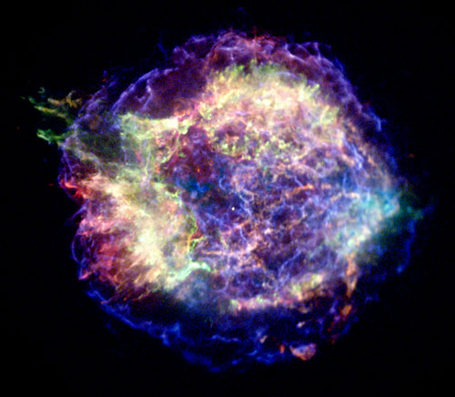 Esta imagen de rayos X de Chandra muestra Cassiopeia A (Cas A para abreviar), el remanente de supernova más joven en la Vía Láctea.