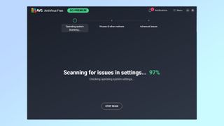 A screenshot showing AVG AntiVirus Free running a scan