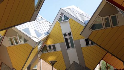 Modernist Travel Guide content, seen here yellow cube houses
