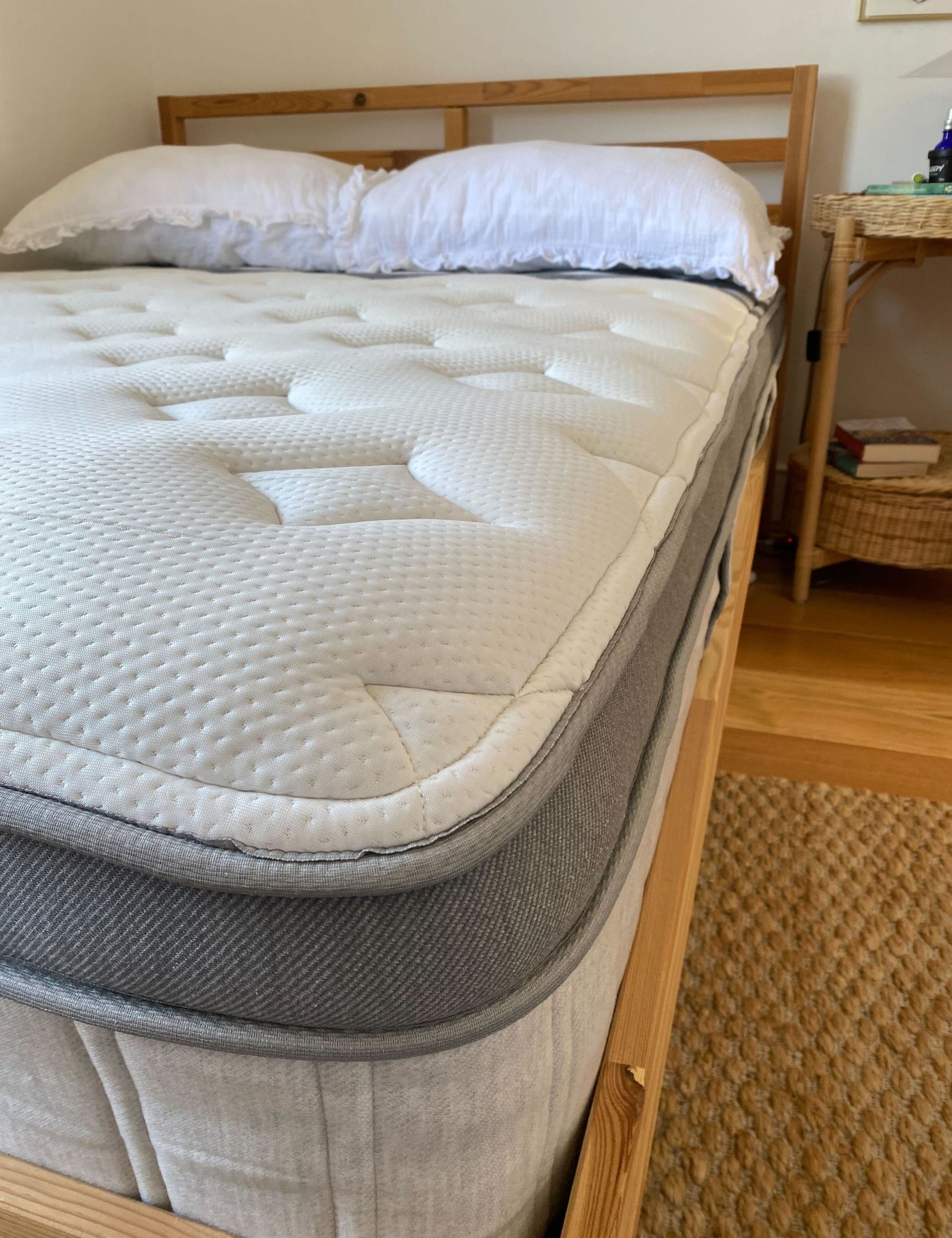 Leesa mattress on wooden bed frame