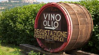 Barrel of wine in Monpulciano, Italy