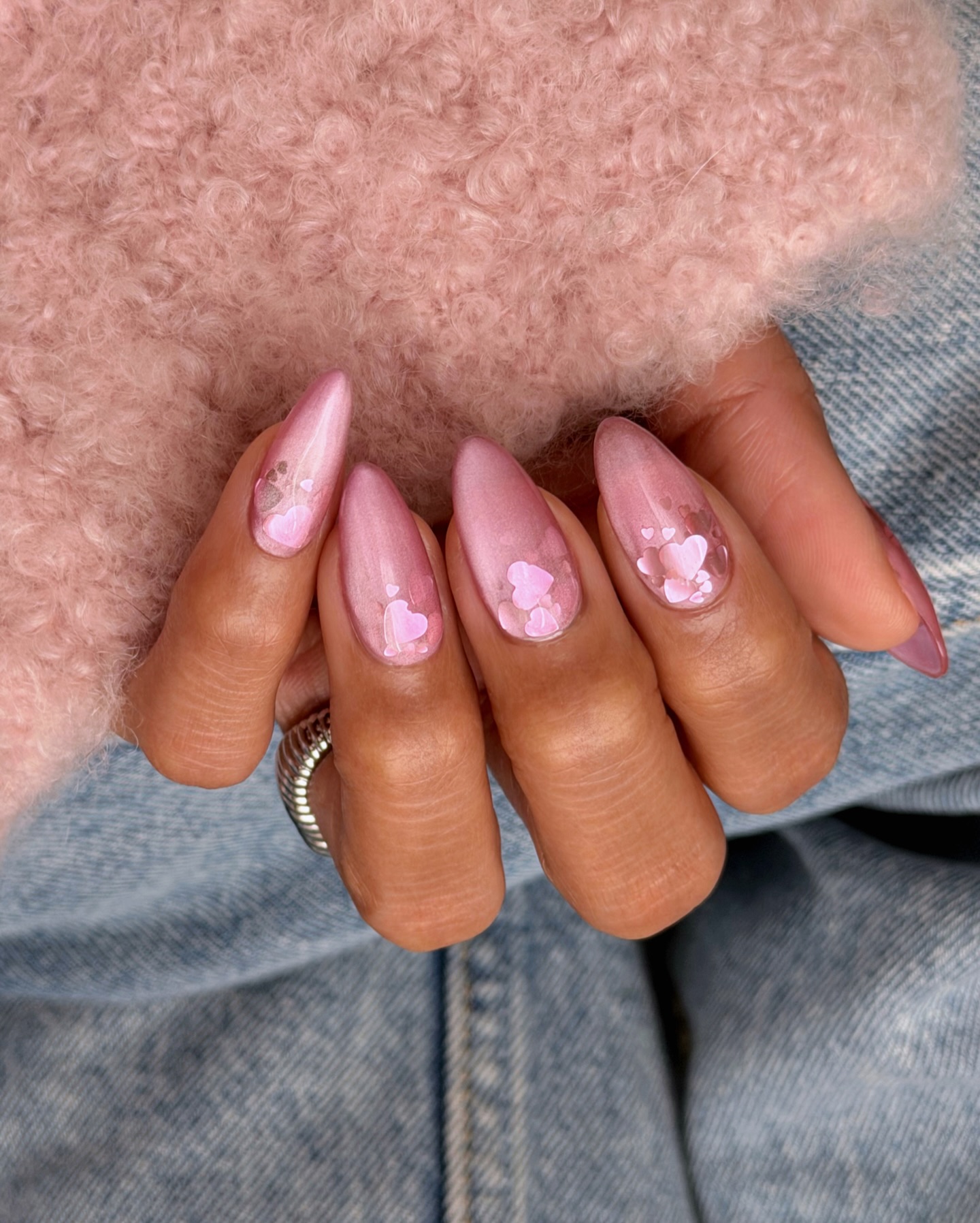 @overglowedit baby pink heart nails