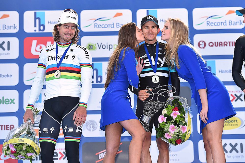 Peter Sagan and Michal Kwiatkowski on the E3 Harelbeke podium