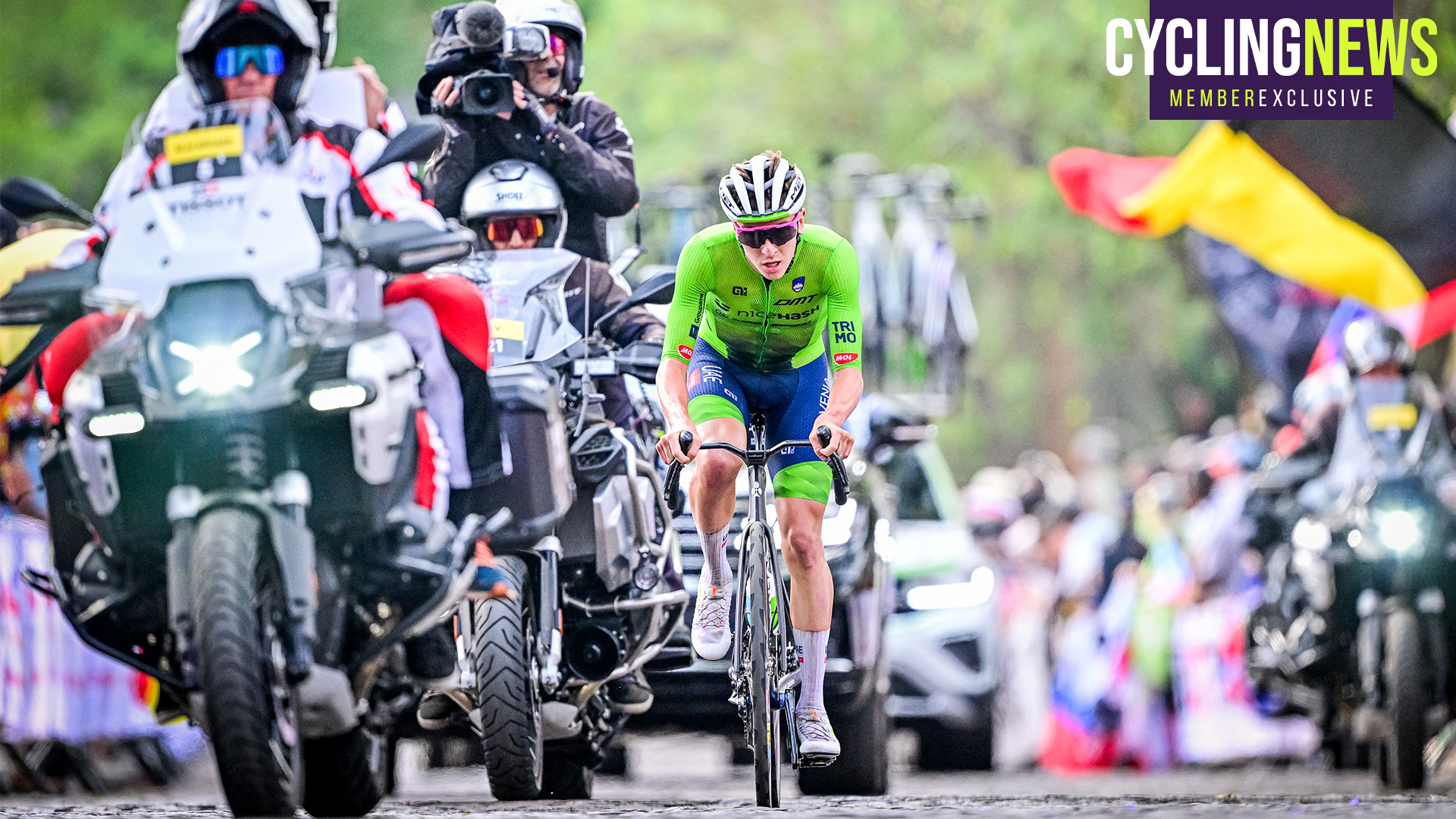 Slovenian Tadej Pogacar pictured in action during the elite men road race (267,5 km) at the cycling road World Championships in Kigali, Rwanda, Sunday 28 September 2025. The 2025 UCI Road World Championships take place from 21 to 28 September in Kigali, Rwanda. BELGA PHOTO DIRK WAEM (Photo by DIRK WAEM / BELGA MAG / Belga via AFP) (Photo by DIRK WAEM/BELGA MAG/AFP via Getty Images)