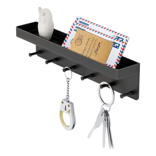 A wall-mounted mail and key organizer