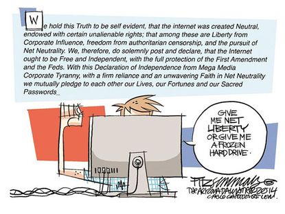 Editorial cartoon net neutrality liberty or frozen hard drive