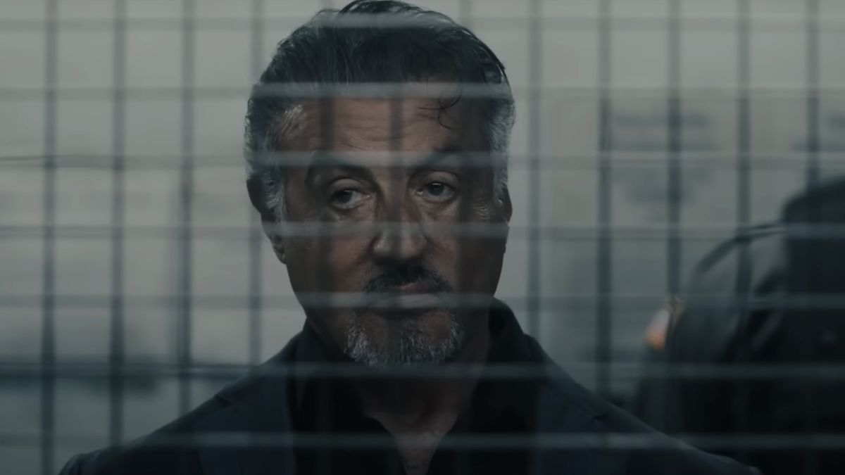 Sylvester Stallone behind bars in Tulsa King season 2.