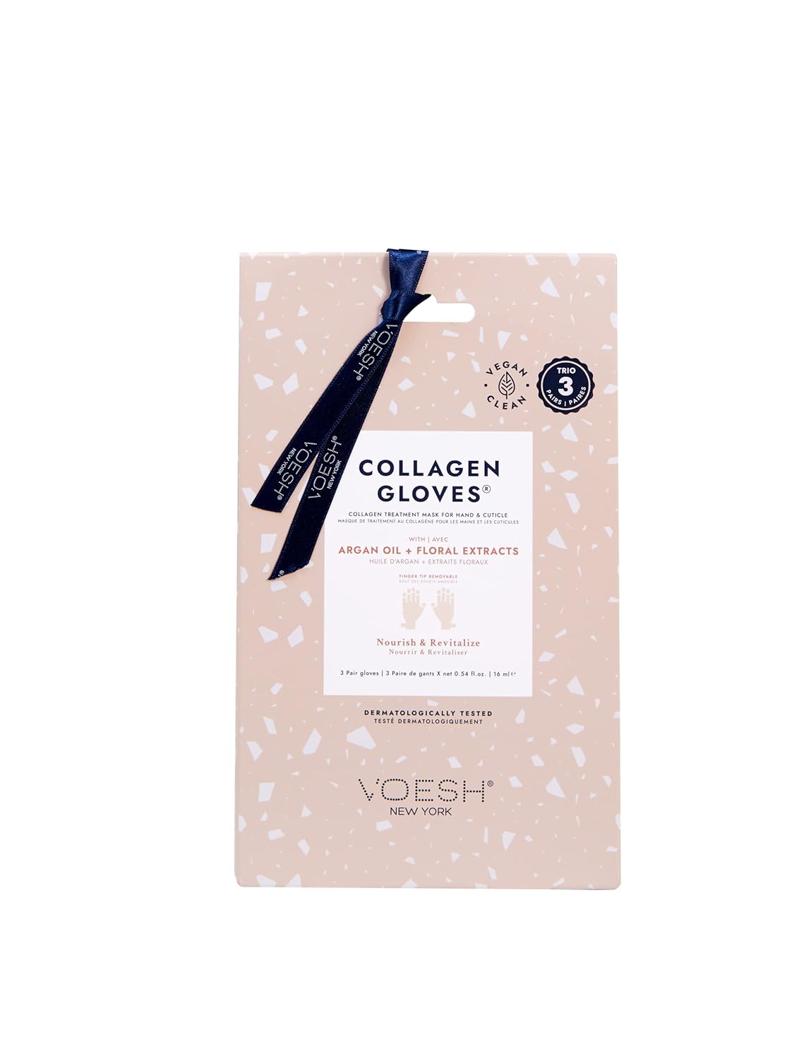 Voesh Collagen Gloves Trio, Vegan Hand Masks, 1 Pack of 3 Pairs, Moisturizing Hand Mask, Lotion Gloves, Hydrating Gloves, Hand Care, Spa Manicure Gloves, Dry Hand Treatment