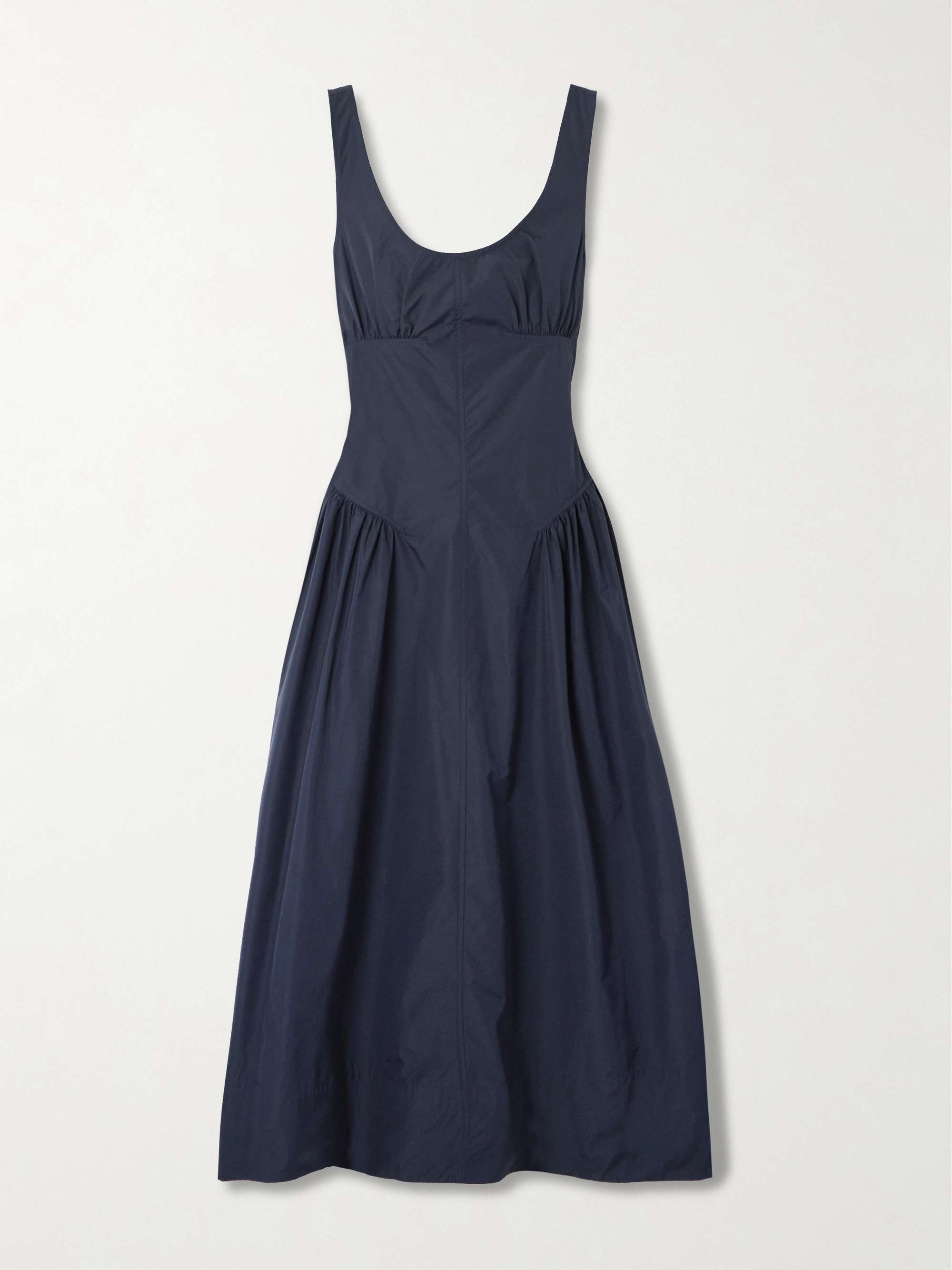Kendall Pleated Paneled Shell Midi Dress