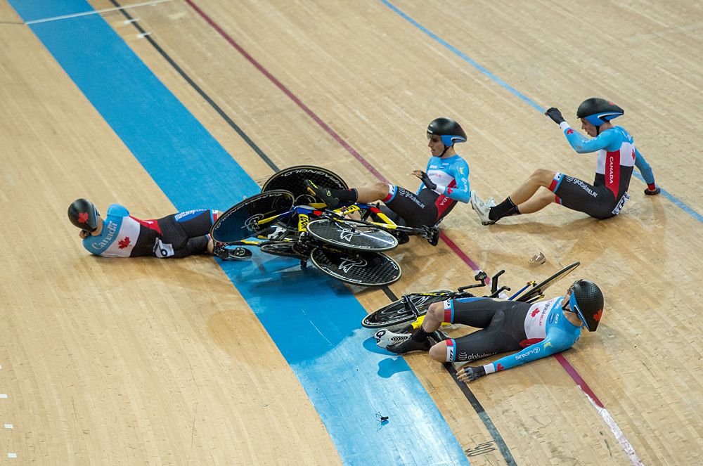 Canada's men's team pursuiters crashed out of the event