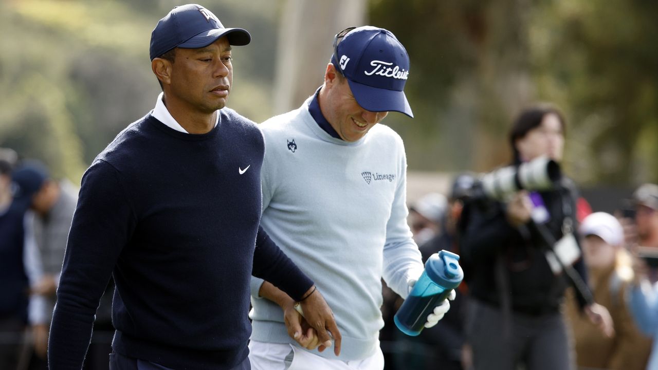 Tiger Woods with Justin Thomas at the Genesis Invitational