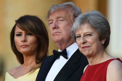 Trump with first lady Melania Trump and British Prime Minister Theresa May