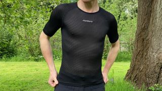 Man wearing summer cycling base layer outside