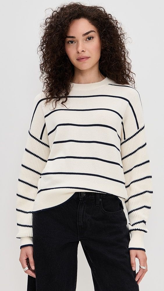 Madewell Striped Ribbed-Sleeve Sweater