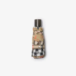 Burberry, Check Folding Umbrella in Sand