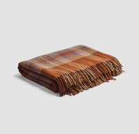 Burnt Orange Plaid Cabin Wool Blanket | View at Piglet in Bed