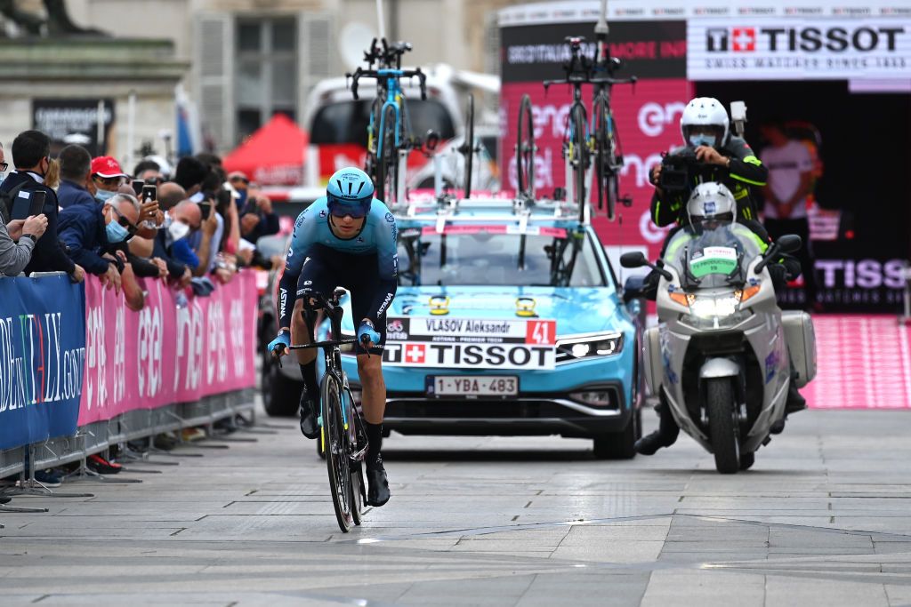TURIN ITALY MAY 08 Aleksander Vlasov of Russia and Team Astana Premier Tech during the 104th Giro dItalia 2021 Stage 1 a 86km Individual Time Trial stage from Torino to Torino ITT girodiitalia Giro on May 08 2021 in Turin Italy Photo by Stuart FranklinGetty Images
