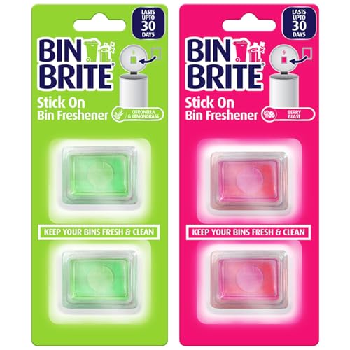 4 X Stick on Bin Freshener Smelling Fresh Dustbins Swing Pedal Air Fragrance Berry Blast | Citronella &amp;amp; Lemongrass | Uk Free P&amp;amp;p