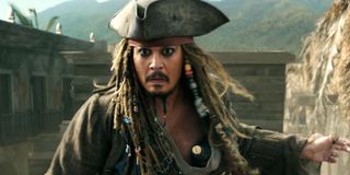 Johnny Depp sticking his arms out as Captain Jack Sparrow