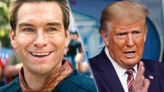 (L-R) Homelander (as played by Antony Starr) and President Donald J. Trump