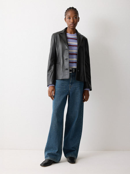 Ellis Nappa Leather Blazer | Black