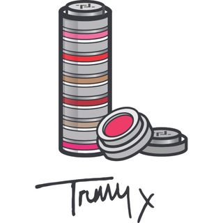 Beauty Backed Trust Industry Icons Trinny Woodall digital illustration of her stackable beauty products