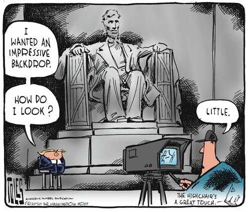 Political Cartoon U.S. Trump Lincoln Memorial coronavirus