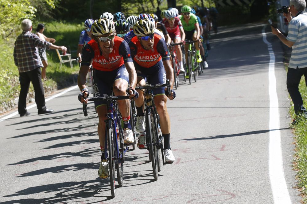 Bahrain-Merida rode hard on the final climb to set up Vincenzo Nibali's attack