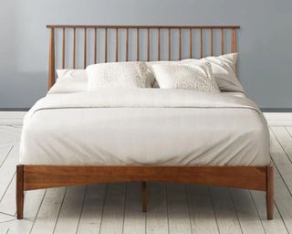 Bed with wooden bed frame