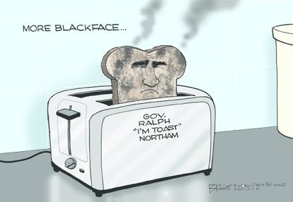 Political Cartoon U.S. Ralph Northam Racism black toast