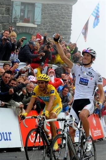 Schleck won the stage, but did not gain any time on Contador in the Tour's last summit finish.
