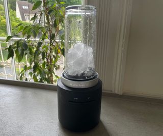 The KitchenAid Cordless Blender crushing ice