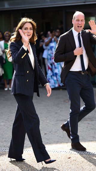 The Princess of Wales and the Prince of Wales arrive in in Cardiff on October 03, 2023