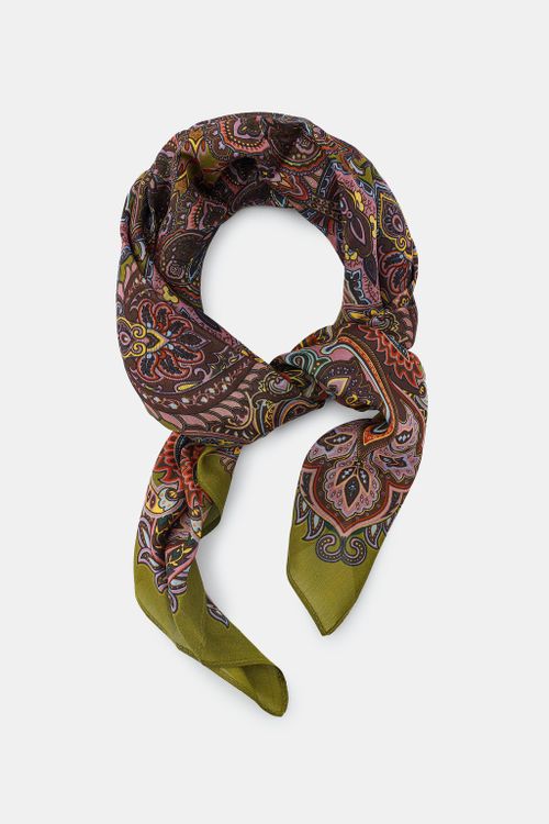 Paisley Print Viscose Silk Blend Scarf