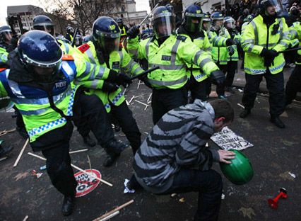 Police beat a student