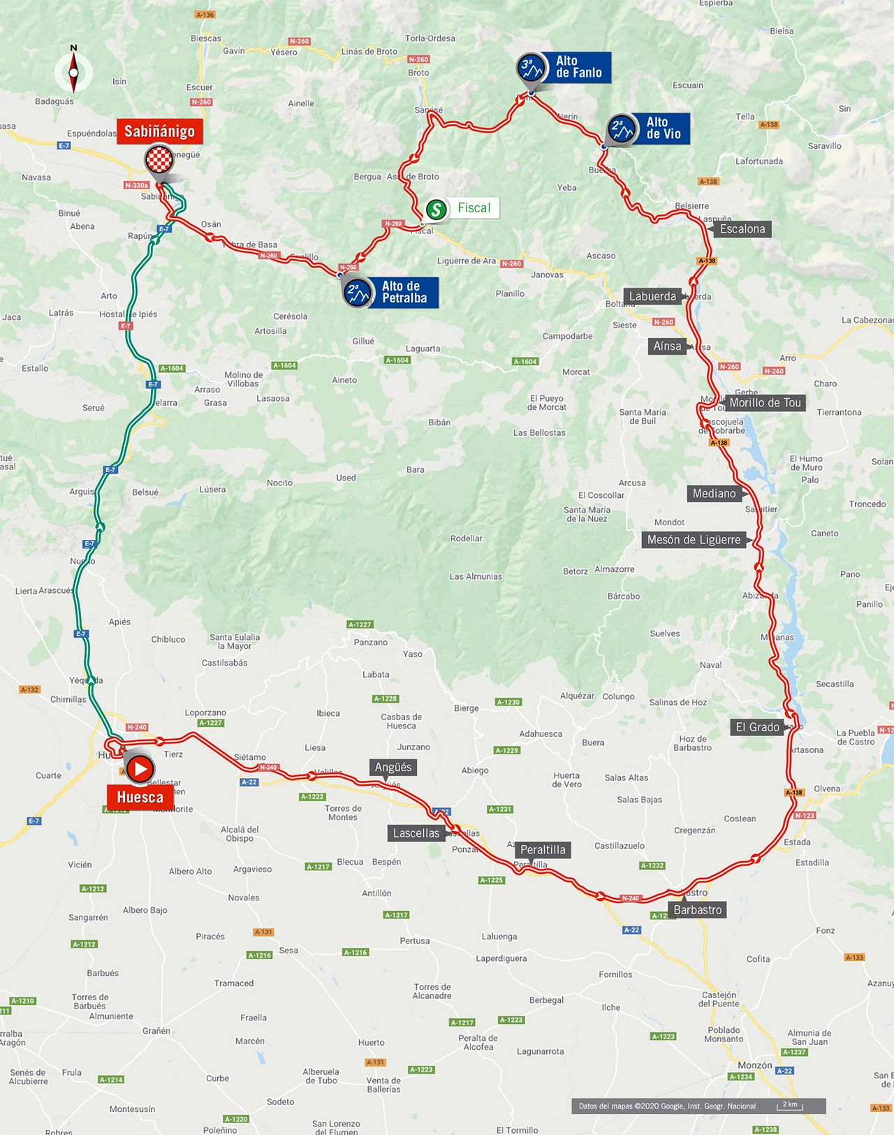 Stage 5 map 2020 Vuelta a Espana