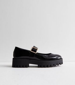 Black Patent Chunky Mary Jane Shoes