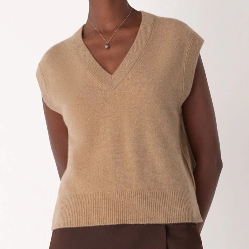 Whistles, Camel Cashmere V Neck Tank