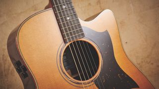 Close-up of a Yamaha acoustic guitar sound hole