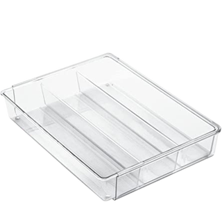 mDesign Plastic Divided Drawer Storage Organizer with 4 Compartments
