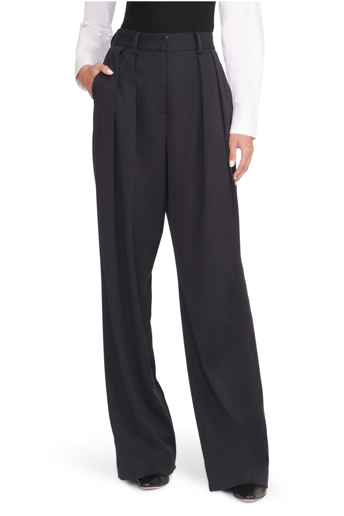 STAUD Luisa Pleated Wide Leg Pants