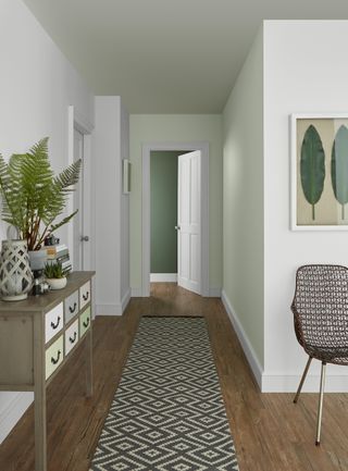 Hallway colours, Crown Almost Sage and Blank Canvas