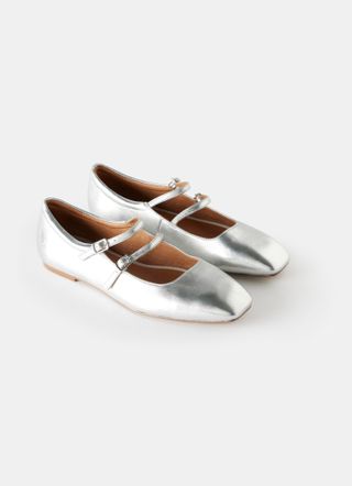 Silver Leather Ballet Pumps